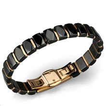 Load image into Gallery viewer, 3W992 - IP Rose Gold(Ion Plating) Stainless Steel Bracelet with Ceramic  in Jet