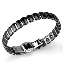 Load image into Gallery viewer, 3W995 - High polished (no plating) Stainless Steel Bracelet with Ceramic  in Jet