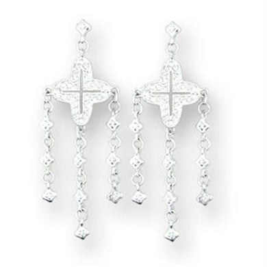 414222 - High-Polished 925 Sterling Silver Earrings with AAA Grade CZ  in Clear