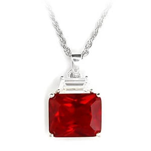 6X309 - High-Polished 925 Sterling Silver Pendant with Synthetic Garnet in Ruby