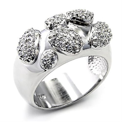 7X228 - Rhodium 925 Sterling Silver Ring with AAA Grade CZ  in Clear