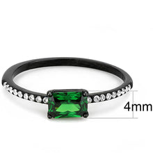 Load image into Gallery viewer, DA010 - IP Black(Ion Plating) Stainless Steel Ring with AAA Grade CZ  in Emerald