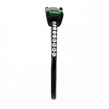 Load image into Gallery viewer, DA010 - IP Black(Ion Plating) Stainless Steel Ring with AAA Grade CZ  in Emerald