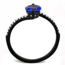 Load image into Gallery viewer, DA012 - IP Black(Ion Plating) Stainless Steel Ring with Synthetic Spinel in London Blue