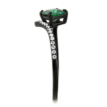Load image into Gallery viewer, DA017 - IP Black(Ion Plating) Stainless Steel Ring with AAA Grade CZ  in Emerald