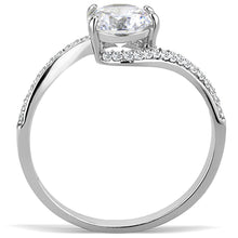 Load image into Gallery viewer, DA023 - High polished (no plating) Stainless Steel Ring with AAA Grade CZ  in Clear