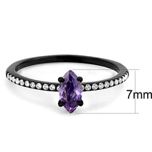 Load image into Gallery viewer, DA032 - IP Black(Ion Plating) Stainless Steel Ring with AAA Grade CZ  in Amethyst