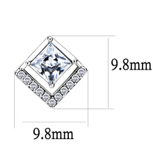 Load image into Gallery viewer, DA071 - High polished (no plating) Stainless Steel Earrings with AAA Grade CZ  in Clear