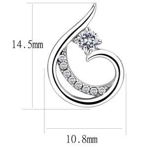 DA077 - High polished (no plating) Stainless Steel Earrings with AAA Grade CZ  in Clear