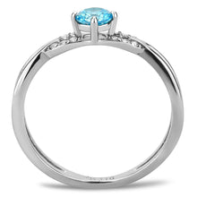 Load image into Gallery viewer, DA116 - High polished (no plating) Stainless Steel Ring with AAA Grade CZ  in Sea Blue