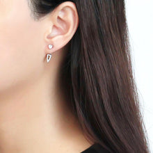 Load image into Gallery viewer, DA226 - High polished (no plating) Stainless Steel Earrings with AAA Grade CZ  in Clear