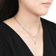 Load image into Gallery viewer, DA230 - High polished (no plating) Stainless Steel Necklace with AAA Grade CZ  in Clear