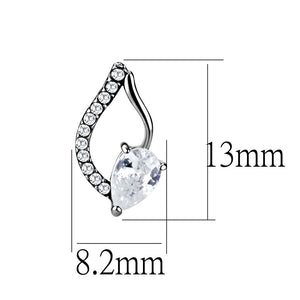 DA290 - High polished (no plating) Stainless Steel Earrings with AAA Grade CZ  in Clear