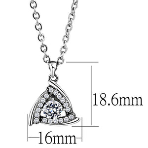 DA301 - High polished (no plating) Stainless Steel Chain Pendant with AAA Grade CZ  in Clear