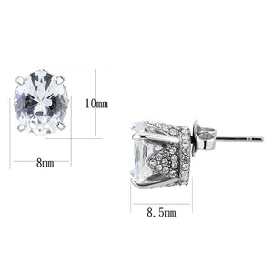 DA325 - No Plating Stainless Steel Earrings with AAA Grade CZ  in Clear