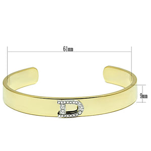 LO2573 - Gold+Rhodium White Metal Bangle with Top Grade Crystal  in Clear