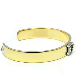 LO2573 - Gold+Rhodium White Metal Bangle with Top Grade Crystal  in Clear