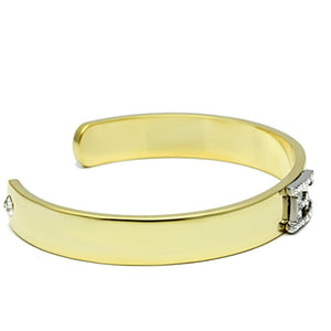 LO2574 - Gold+Rhodium White Metal Bangle with Top Grade Crystal  in Clear