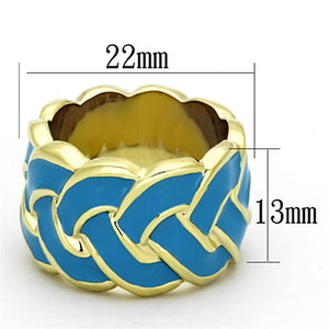 LO3010 - Gold Brass Ring with Epoxy  in Sea Blue