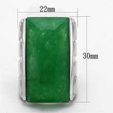 Load image into Gallery viewer, LO3023 - Rhodium Brass Ring with Synthetic Jade in Emerald