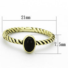 Load image into Gallery viewer, LO3063 - Gold Brass Ring with Synthetic Onyx in Jet