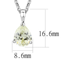 Load image into Gallery viewer, LO311 - Rhodium Brass Chain Pendant with AAA Grade CZ  in Citrine Yellow