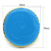 Load image into Gallery viewer, LO3239 - Gold Brass Ring with Epoxy  in Sea Blue