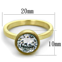 Load image into Gallery viewer, LO3538 - Gold & Brush Brass Ring with AAA Grade CZ  in Clear