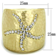 Load image into Gallery viewer, LO3637 - Gold & Brush Brass Ring with Top Grade Crystal  in Clear
