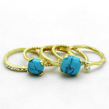 Load image into Gallery viewer, LO3650 - Gold Brass Ring with Synthetic Turquoise in Sea Blue