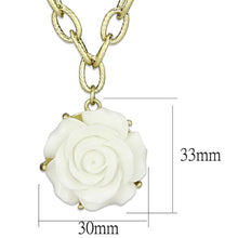Load image into Gallery viewer, LO3661 - Gold & Brush Brass Necklace with Synthetic Synthetic Stone in White