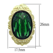Load image into Gallery viewer, LO3668 - Gold &amp; Brush Brass Earrings with Synthetic Synthetic Stone in Emerald