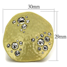 Load image into Gallery viewer, LO3694 - Gold & Brush Brass Ring with Top Grade Crystal  in Clear