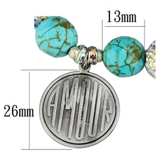 Load image into Gallery viewer, LO3784 - Antique Silver White Metal Bracelet with Synthetic Turquoise in Turquoise