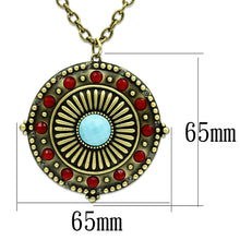 Load image into Gallery viewer, LO3838 - Antique Copper Brass Chain Pendant with Synthetic Synthetic Glass in Sea Blue