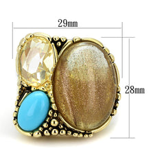 Load image into Gallery viewer, LO3900 - Gold Brass Ring with Synthetic Synthetic Rutile in Topaz