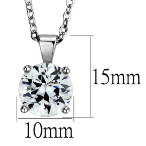 LO3932 - Rhodium Brass Chain Pendant with AAA Grade CZ  in Clear