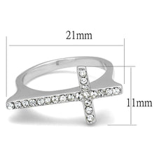 Load image into Gallery viewer, LO3976 - Rhodium Brass Ring with Top Grade Crystal  in Clear