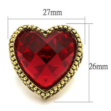 Load image into Gallery viewer, LO4102 - Gold Brass Ring with Synthetic Synthetic Glass in Garnet