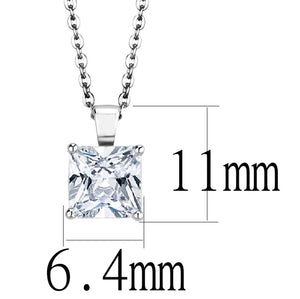 LO4173 - Rhodium Brass Chain Pendant with AAA Grade CZ  in Clear