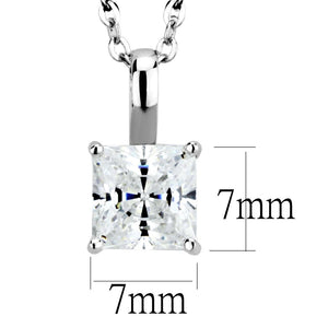 LO4174 - Rhodium Brass Chain Pendant with AAA Grade CZ  in Clear