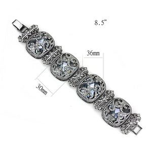 LO4225 - TIN Cobalt Black Brass Bracelet with AAA Grade CZ  in Clear