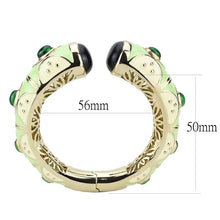 Load image into Gallery viewer, LO4267 - Gold Brass Bangle with Synthetic  in Emerald