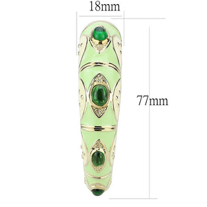 LO4267 - Gold Brass Bangle with Synthetic  in Emerald