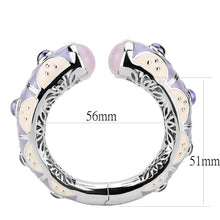 Load image into Gallery viewer, LO4268 - Rhodium Brass Bangle with Synthetic  in Rose