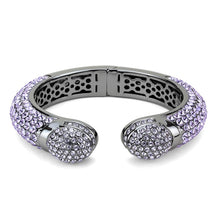 Load image into Gallery viewer, LO4292 - TIN Cobalt Black Brass Bangle with Top Grade Crystal  in Amethyst