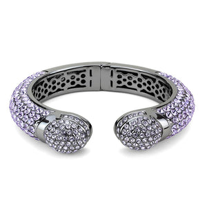LO4292 - TIN Cobalt Black Brass Bangle with Top Grade Crystal  in Amethyst