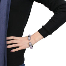 Load image into Gallery viewer, LO4292 - TIN Cobalt Black Brass Bangle with Top Grade Crystal  in Amethyst