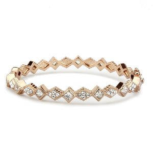 LO4342 Rose Gold Brass Bangle with AAA Grade CZ in Clear