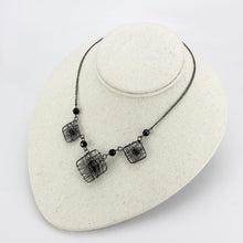 Load image into Gallery viewer, LO4727 - Ruthenium White Metal Necklace with Synthetic Synthetic Glass in Jet
